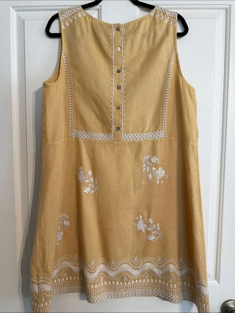 Johnny Was Yellow Embroidered Linen Midi Dress XL - Picture 2 of 2